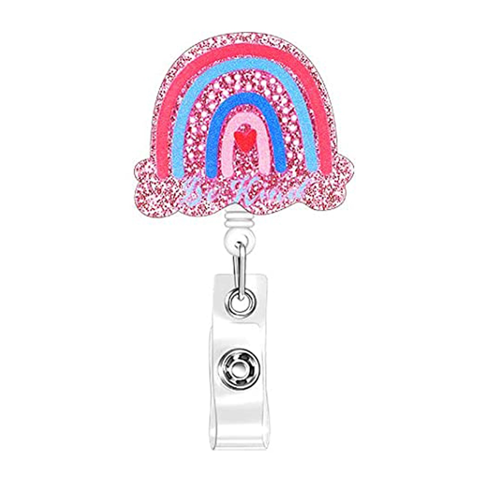 Wholesale Glitter Acrylic Rainbow Retractable ID Buckle